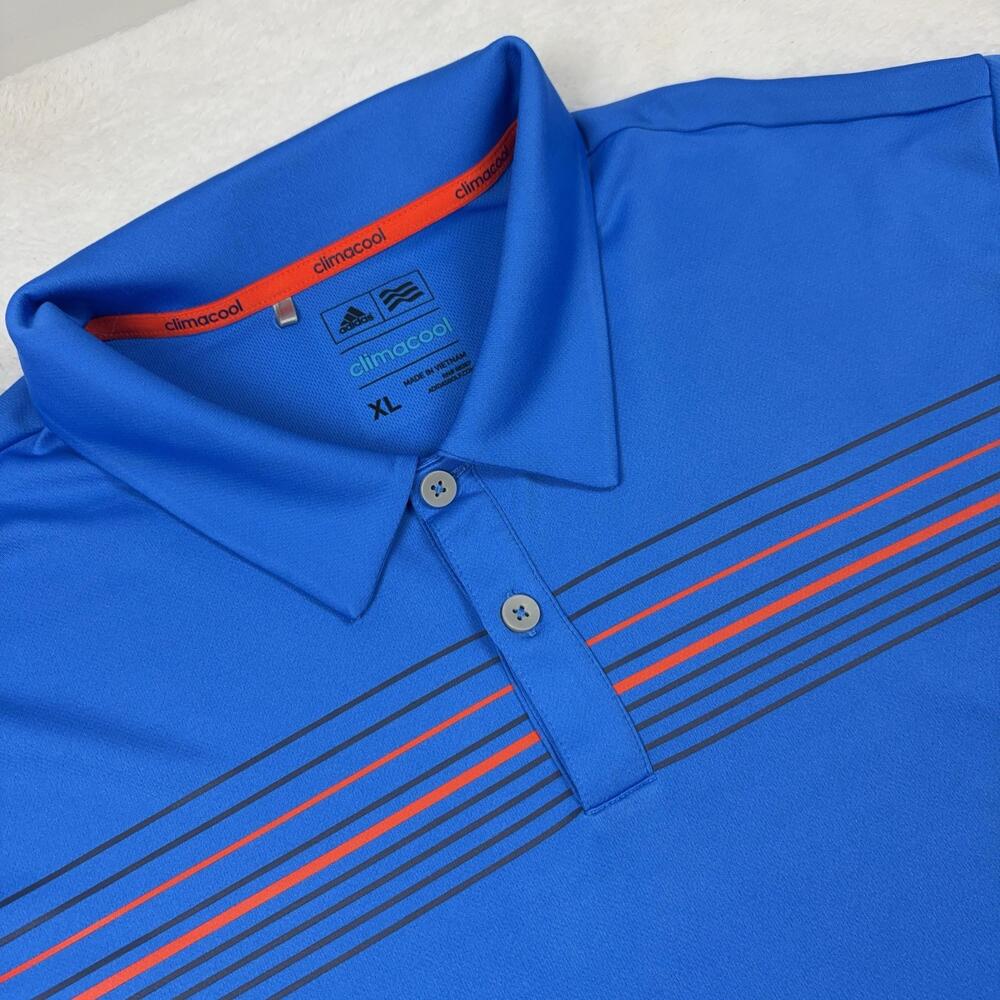 Adidas Climacool Short Sleeve Polo Shirt Mens XL Blue Moisture Wicking Golf